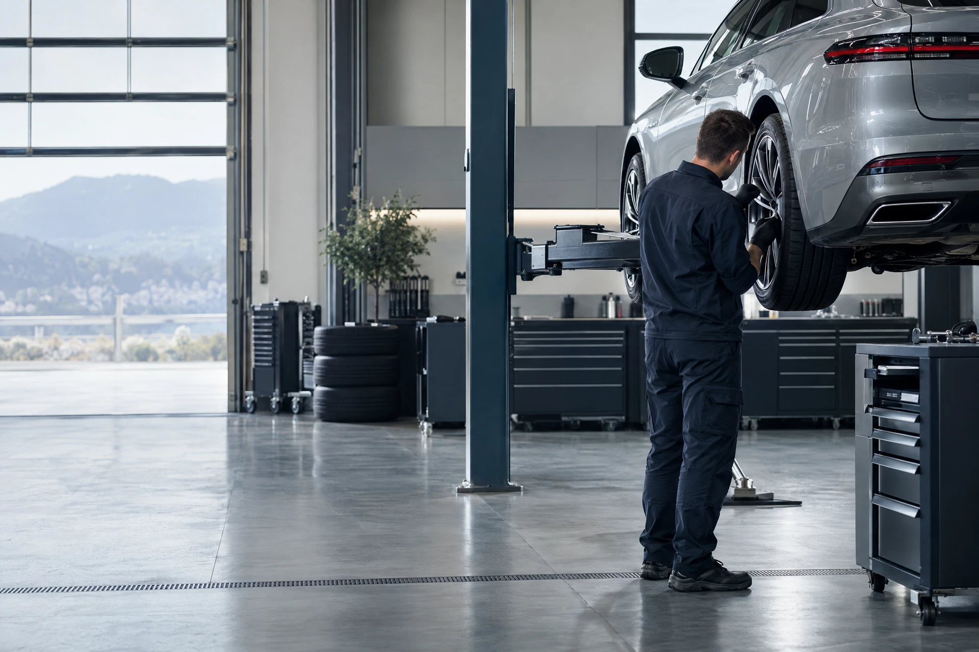 Präzise Arbeit in einer modernen Fahrzeugwerkstatt